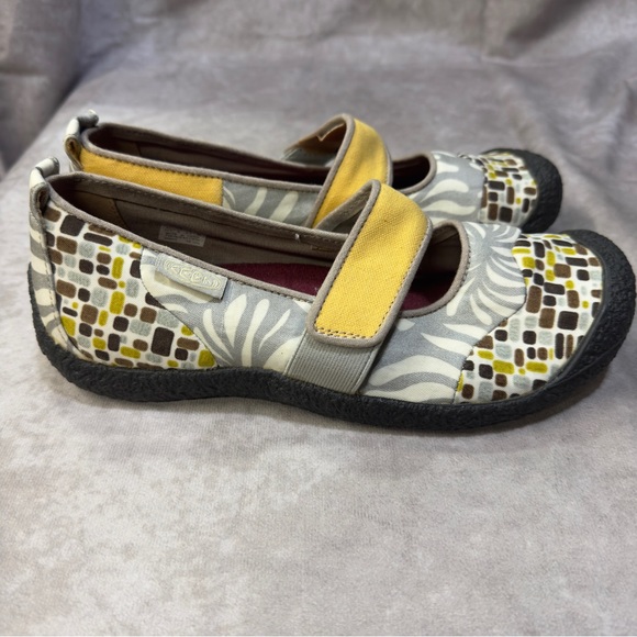 Keen Women's Size 9 Harvest Mimosa Grey White Brown Yellow Mary Jane Shoes - Picture 2 of 6